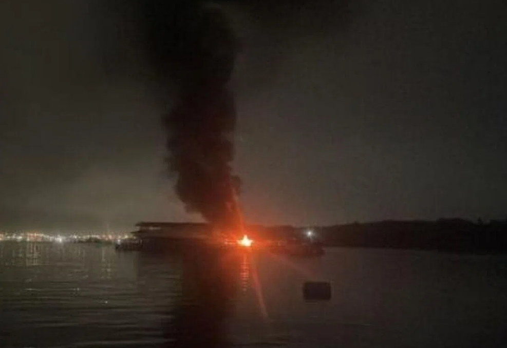 Lightning strike sparks major fire at floating fish farms near Singapore's Pulau Ubin
