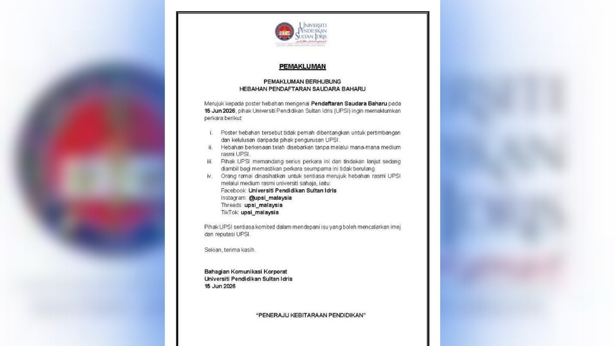 UPSI Distances Itself From Viral 'Mualaf Registration' Poster