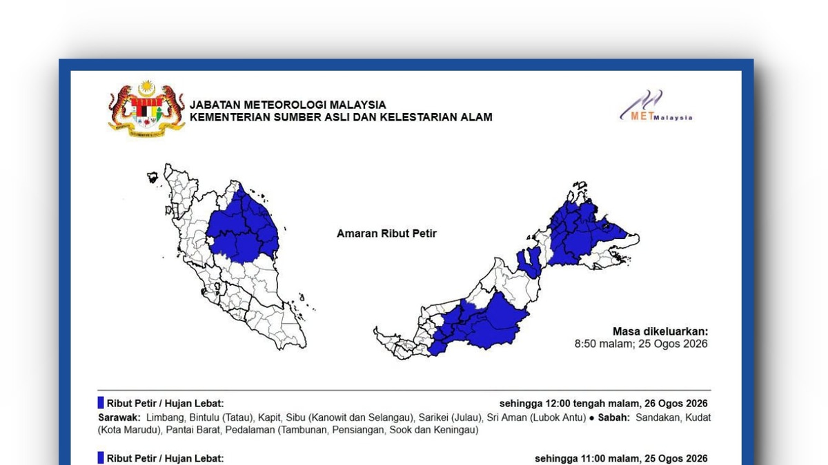 MetMalaysia Monitors Tropical Storm as System Moves Away from Malaysian Waters