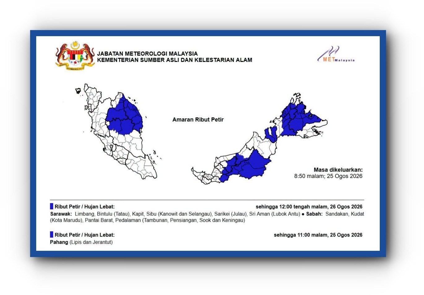 MetMalaysia Monitors Tropical Storm as System Moves Away from Malaysian Waters