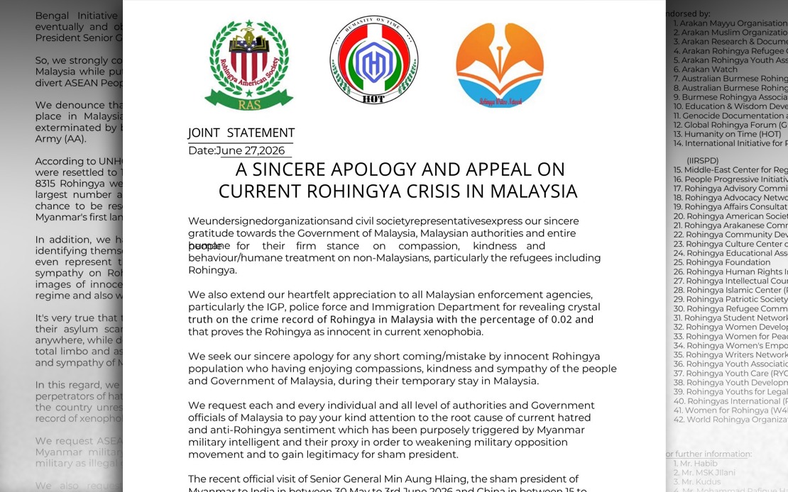 MAHAR Welcomes Rohingya NGOs' Apology, Calls for Deeper Community Integration