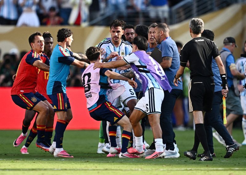 FIFA to investigate World Cup final brawl between Spain and Argentina