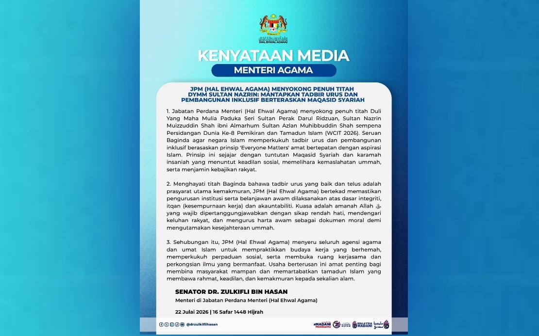 Malaysia Commits to Sultan Nazrin's Vision of Inclusive Islamic Governance