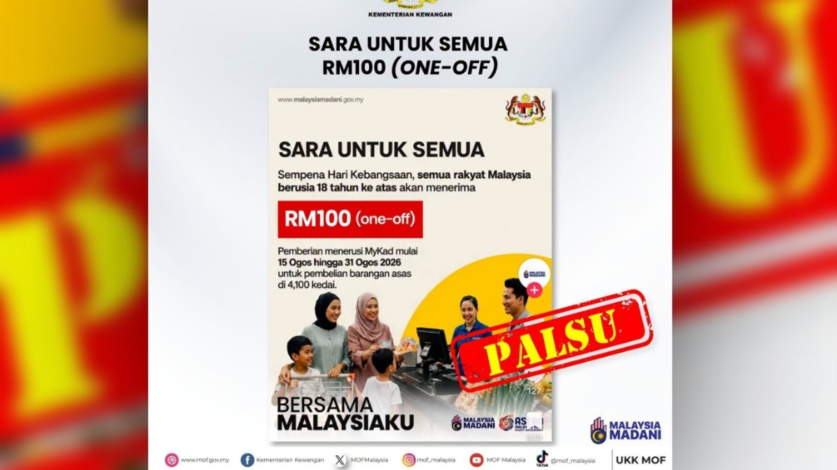 Ministry of Finance Dismisses False Claims of RM100 National Day Payment