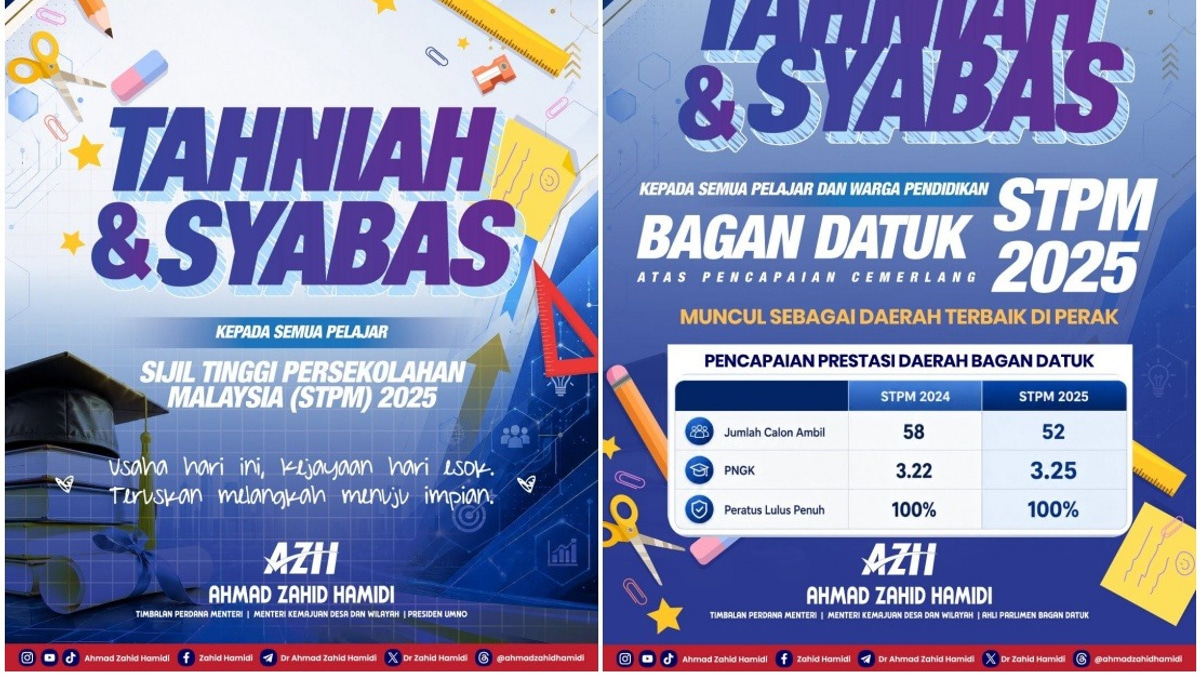 Bagan Datuk Tops Perak in STPM 2025, DPM Ahmad Zahid Lauds Achievement