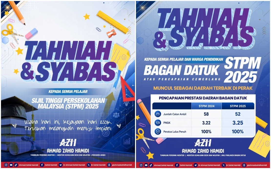 Bagan Datuk Tops Perak in STPM 2025, DPM Ahmad Zahid Lauds Achievement
